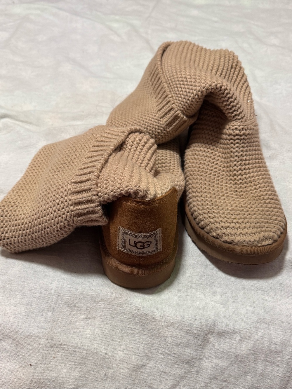 UGG Knit Cuff Slipper Boots in Chestnut Tan